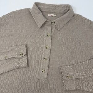 Faherty Legend Montana Pullover Sweater Top Henley Popover Brown Tan Striped XXL